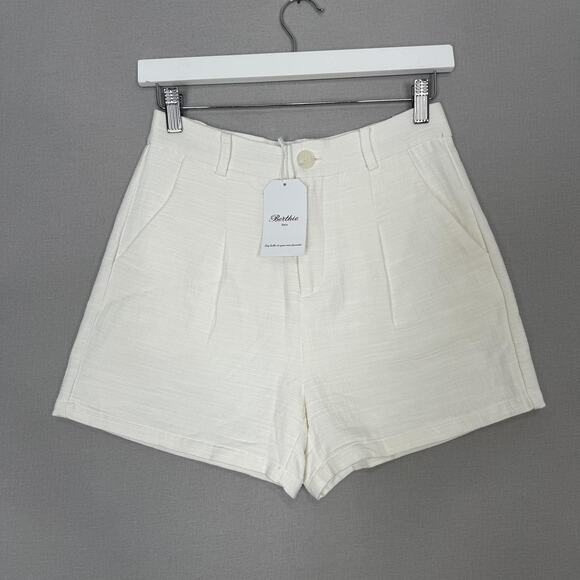 Berthie Paris Cena Shorts Womens Small 4 White High Rise Pleated Preppy Nautical - Picture 2 of 16